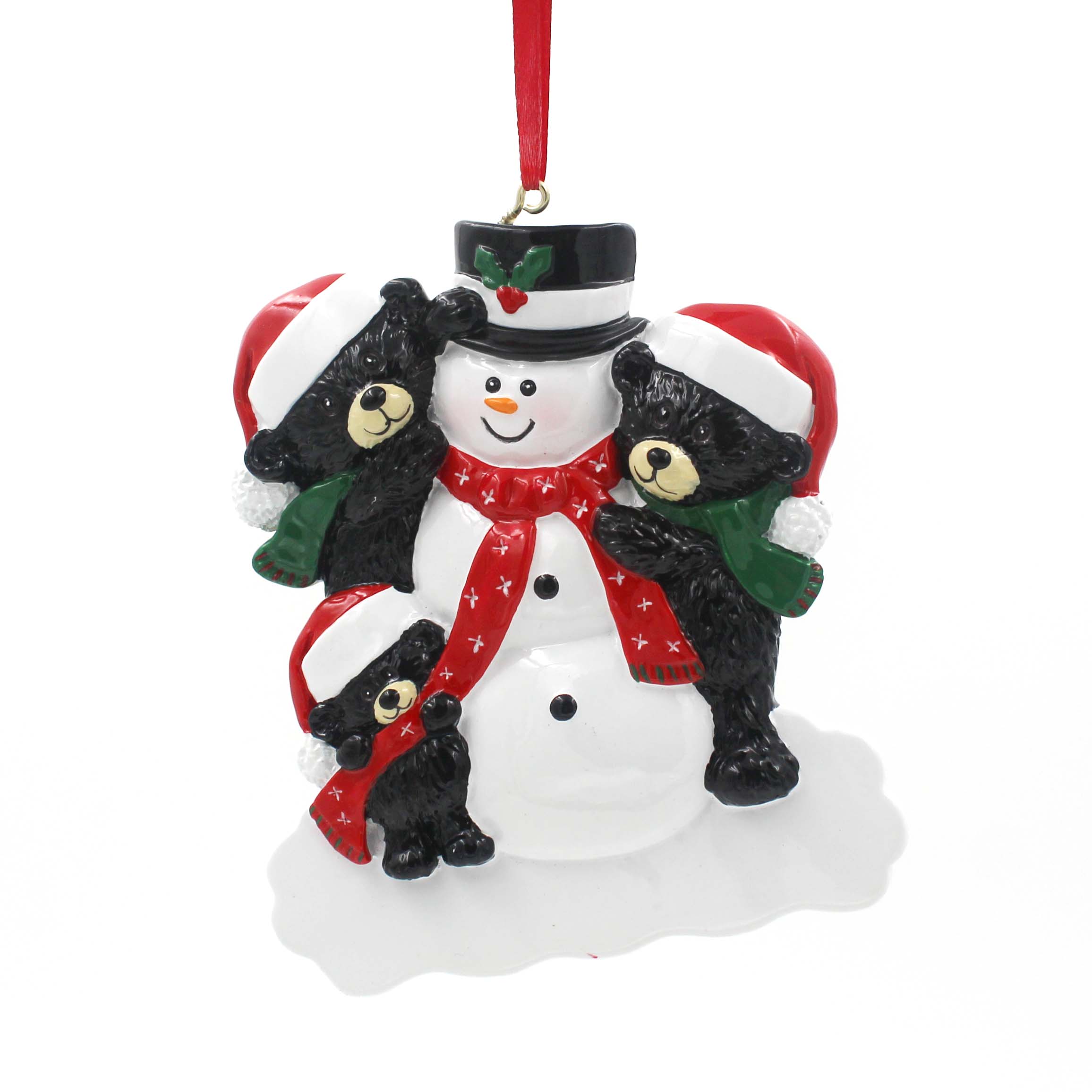 black bear with snowman family of 6 personalized christmas tree