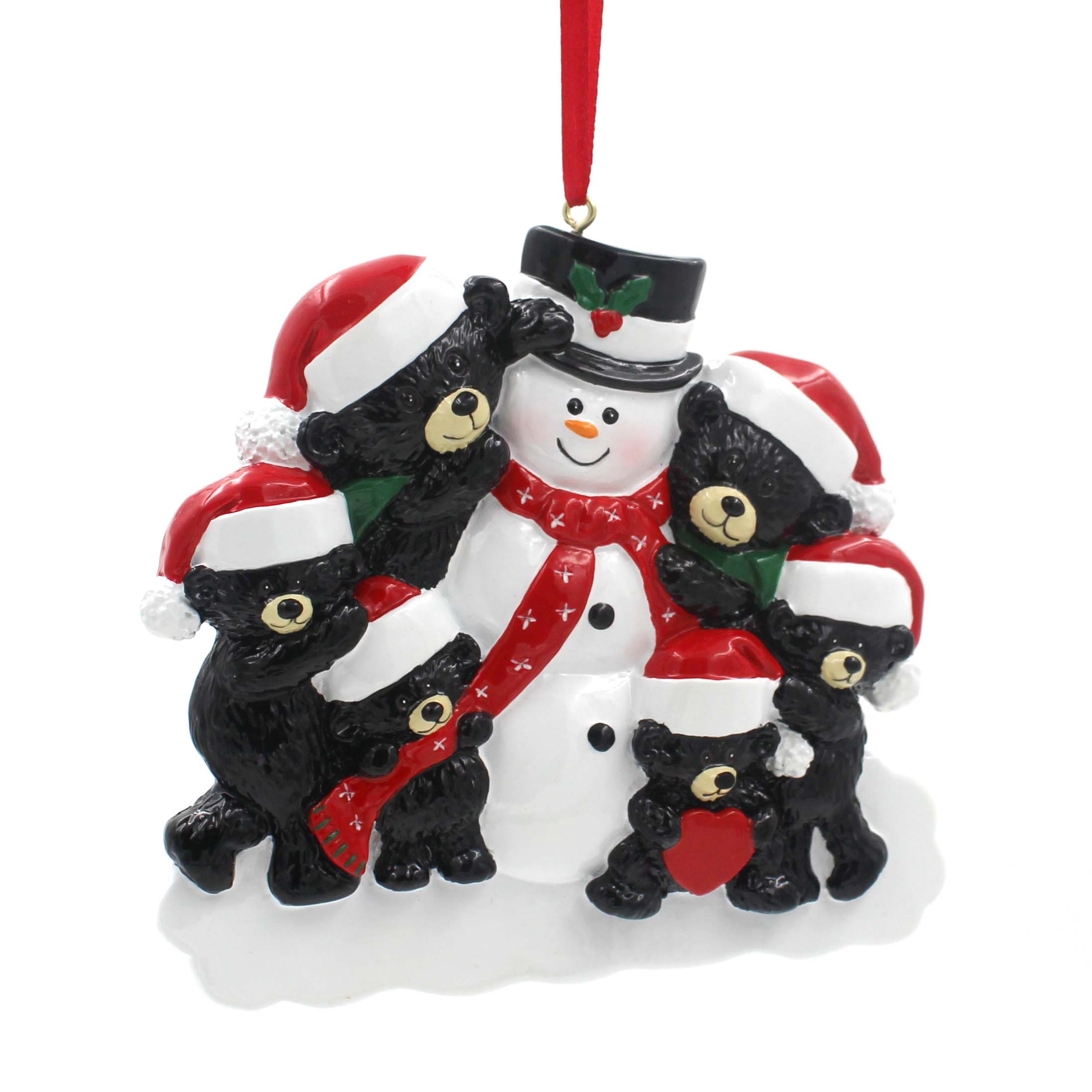 black bear with snowman family of 6 personalized christmas tree