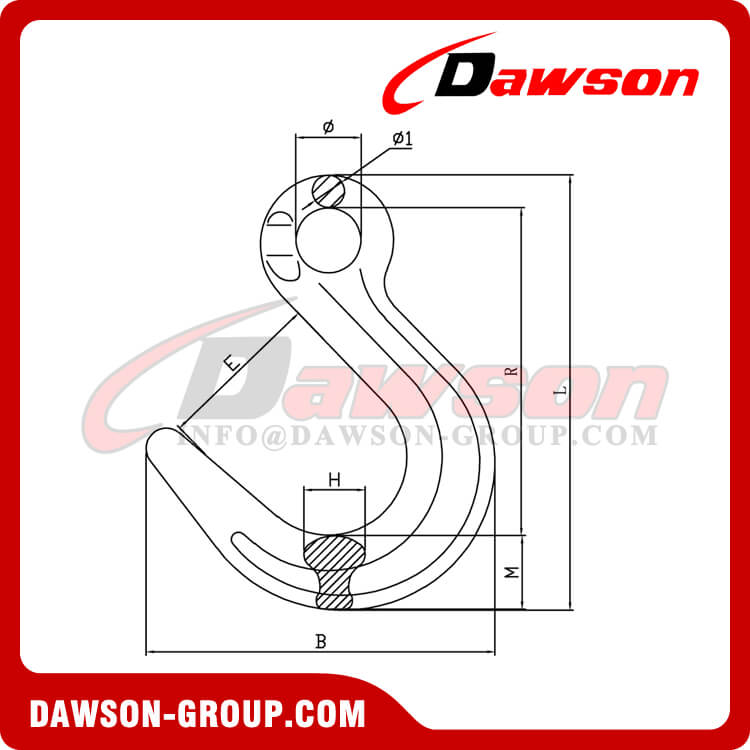 DS1074 G100 Forged Steel Eye Foundry Hook, Grade 100 Large Opening Hook - Dawson Group Ltd. - China Supplier