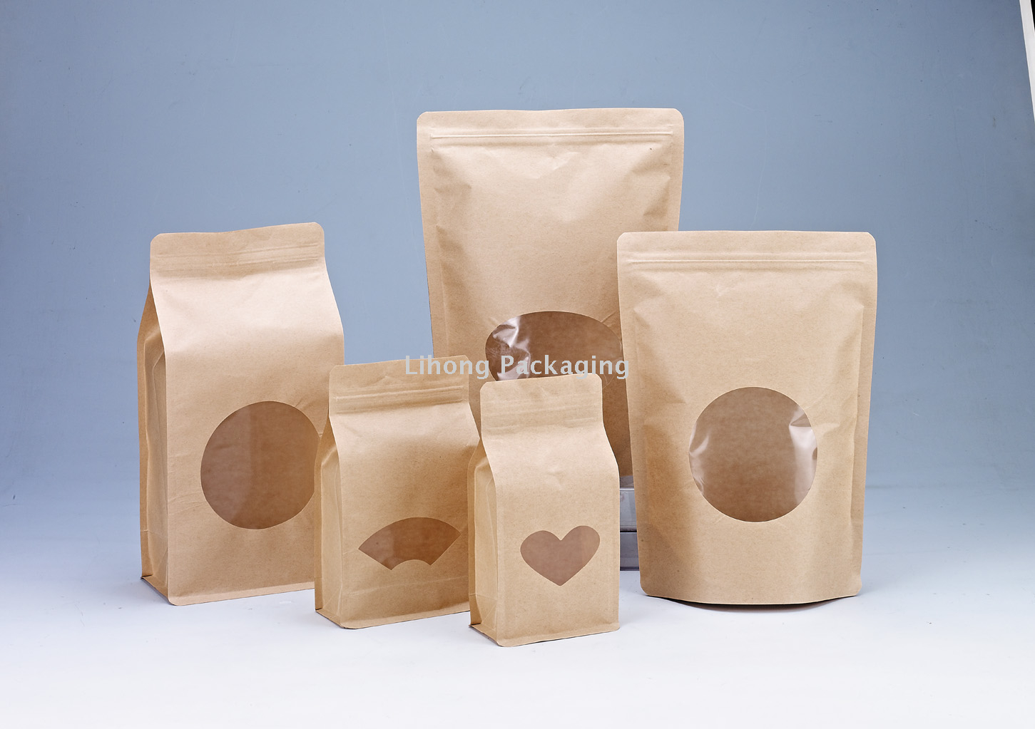 kraft paper standing pouch coffee flat bottom bag