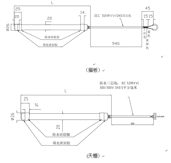 二、LED冷柜灯主要功能及特性: 1.采用LED光源,寿命长,功耗低,持久耐用 2.采用无定型、无臭、无毒、高度透明的PC热塑性工程塑料,其具有优良的物理机械性能,能在低温下长期使用。 3.线路板采用吸水低,防潮性能好的全玻纤线路板,厚度1.2mm,散热快速,不易折断。 4.灯体结构采用防水不锈钢螺丝,里面灌优异性能的密封胶,外层采用防水硅胶套包紧,双层防水,防护等级达IP67.