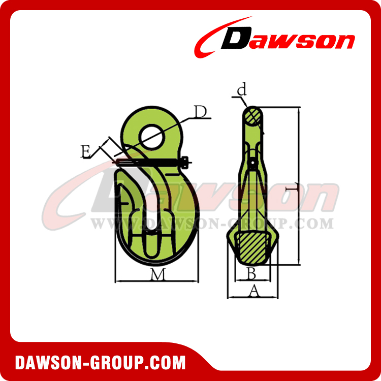 DS1023 G100 Grab Hook with Safety Pin, Special Eye Grab Hook - Dawson Group Ltd. - China Manufacturer, Supplier, Factory