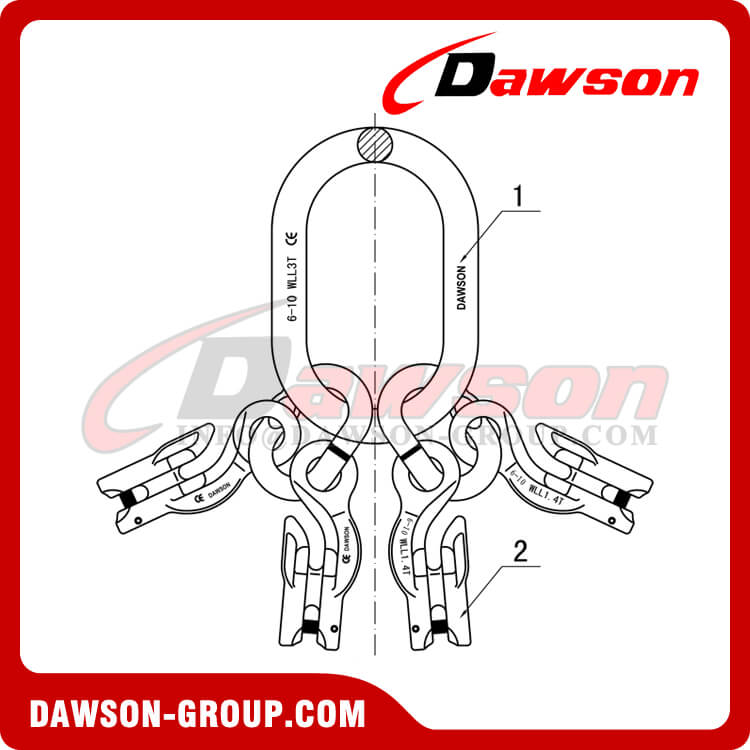 G100 Master Link Assembly + G100 Eye Grab Hook with Clevis Attachment×4 - Dawson Group Ltd. - China Manufacturer, Supplier