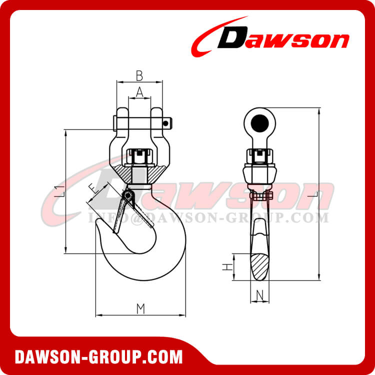 DS790 G80 Clevis Type Swivel Hook with Latch for Webbing - Dawson Group Ltd. - China Supplier, Factory