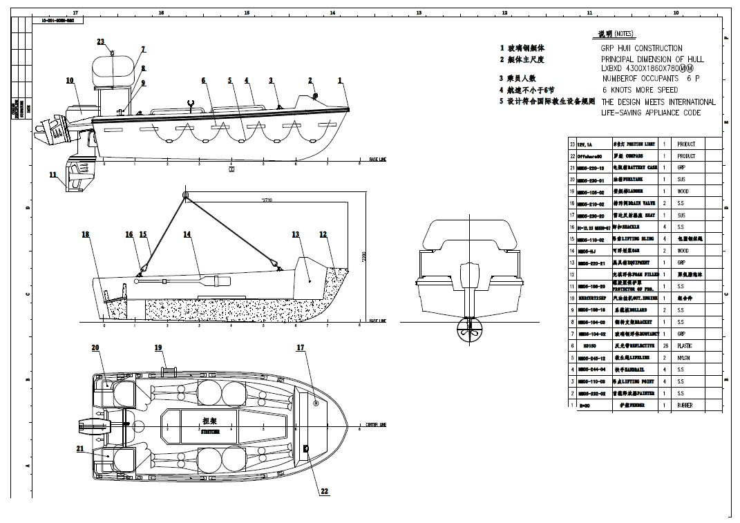 Rigid Rescue Boat SOLAS Approved China deyuanmarine